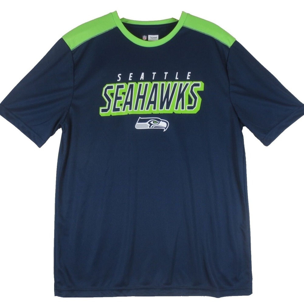 NWT Seattle Seahawks NFL Team Apparel T Shirt Mens Large Blue Graphic Logo Tee